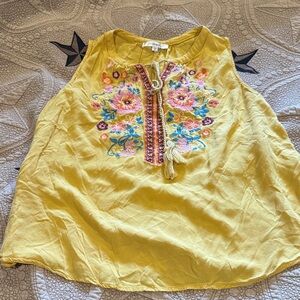 Andree Floral Embroidered Yellow Blouse